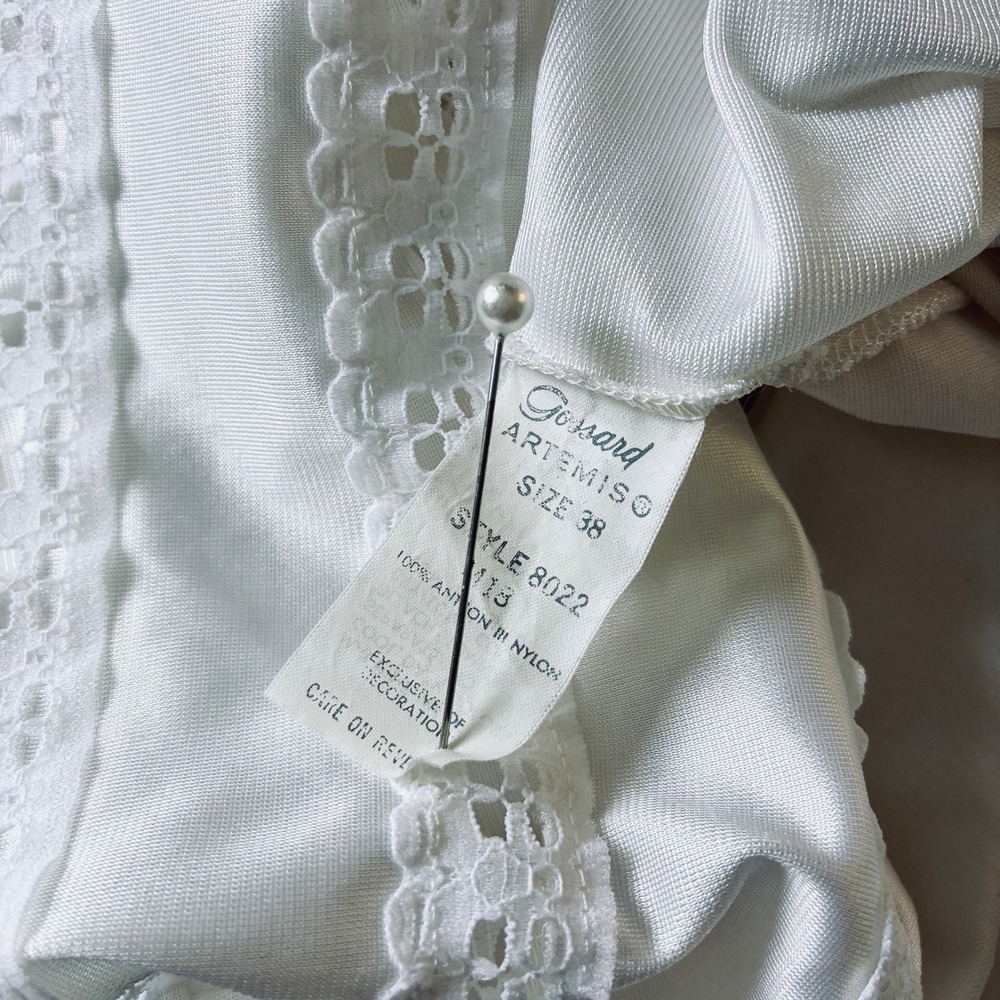 Vintage 80s Long White Nylon Slip Dress Size Med | Bridal Lace Trim Maxi Slip - Picture 8 of 8